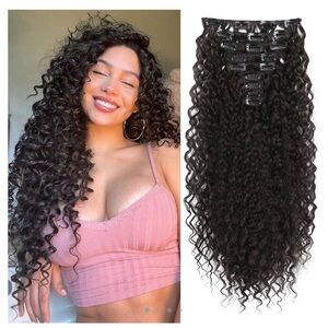 Bundle of 2 packs LONAI Hair Extension,9PCS 22" Curly Clip in Hair Extensions